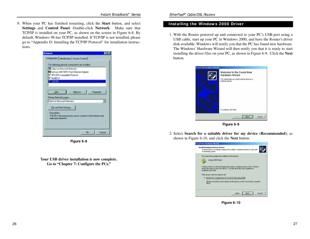 Linksys BEPSR11, BEPSR41, BEPSR31 manual Installing the Windows 2000 Driver 