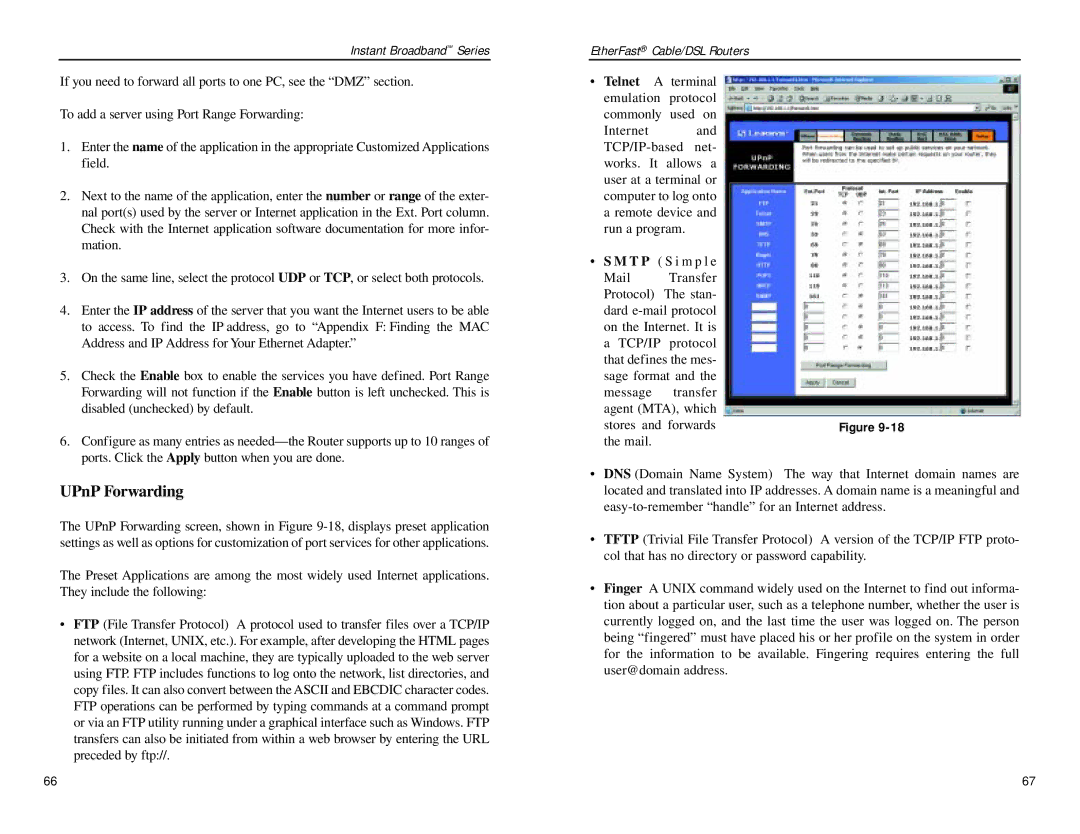 Linksys BEPSR31, BEPSR41, BEPSR11 manual UPnP Forwarding 