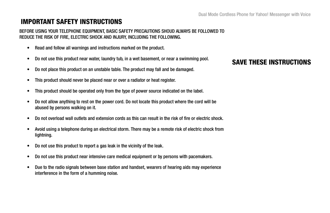 Linksys CIT310 manual Important Safety Instructions 