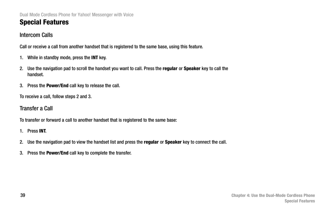 Linksys CIT310 manual Special Features, Intercom Calls, Transfer a Call 