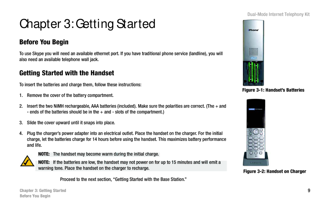 Linksys CIT400 manual Before You Begin, Getting Started with the Handset 