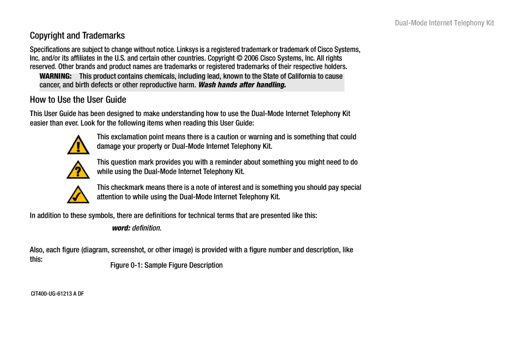 Linksys CIT400 manual Copyright and Trademarks, How to Use the User Guide 