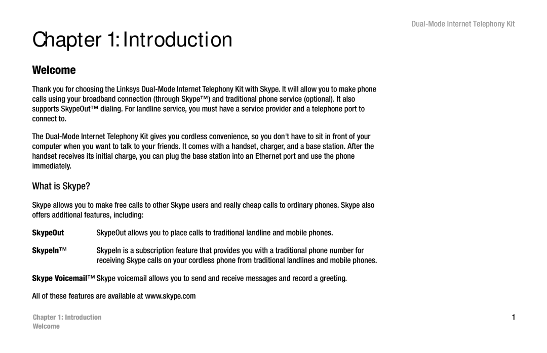 Linksys CIT400 manual Introduction, Welcome, What is Skype? 