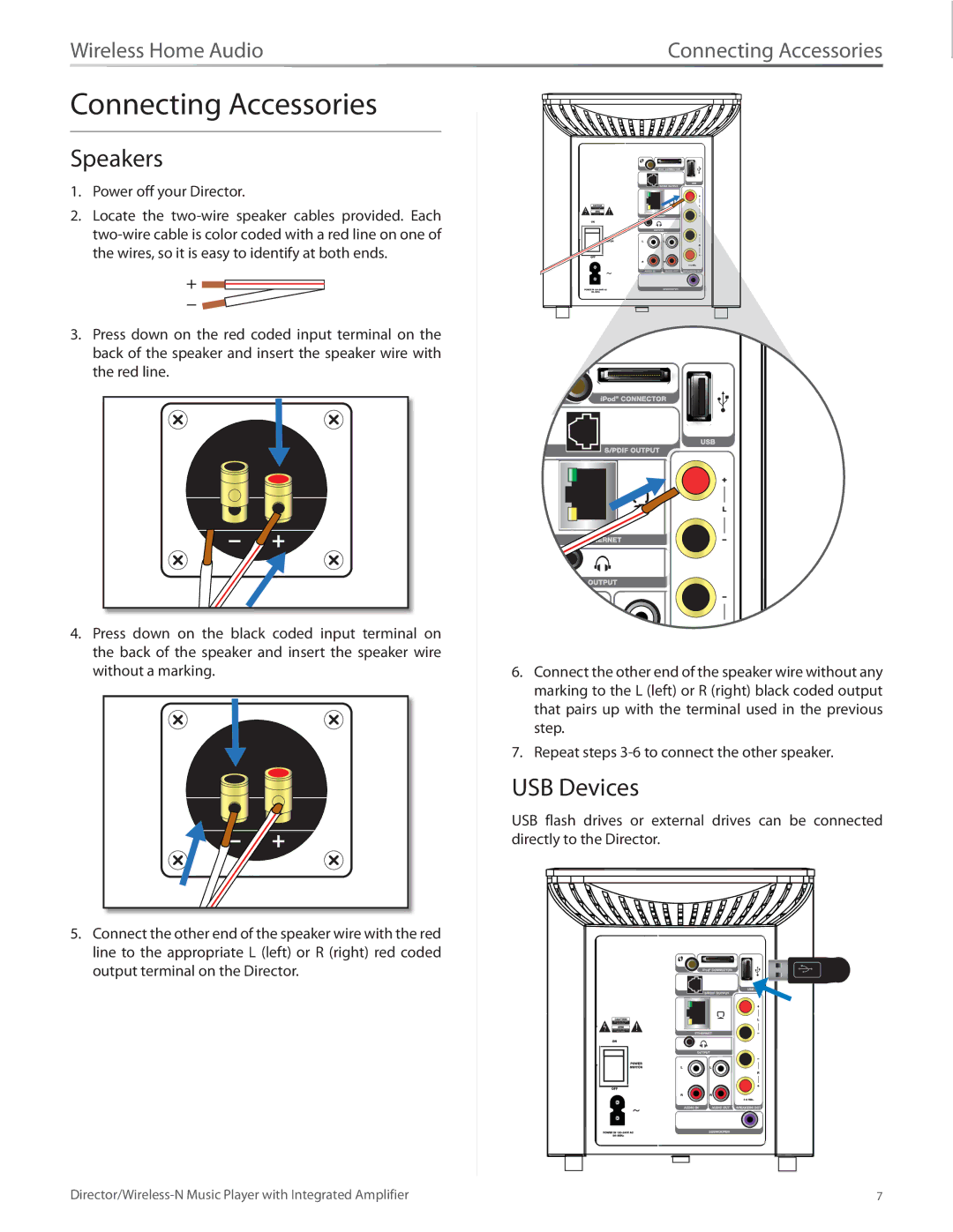 Linksys DMC250 manual Connecting Accessories, Speakers, USB Devices 