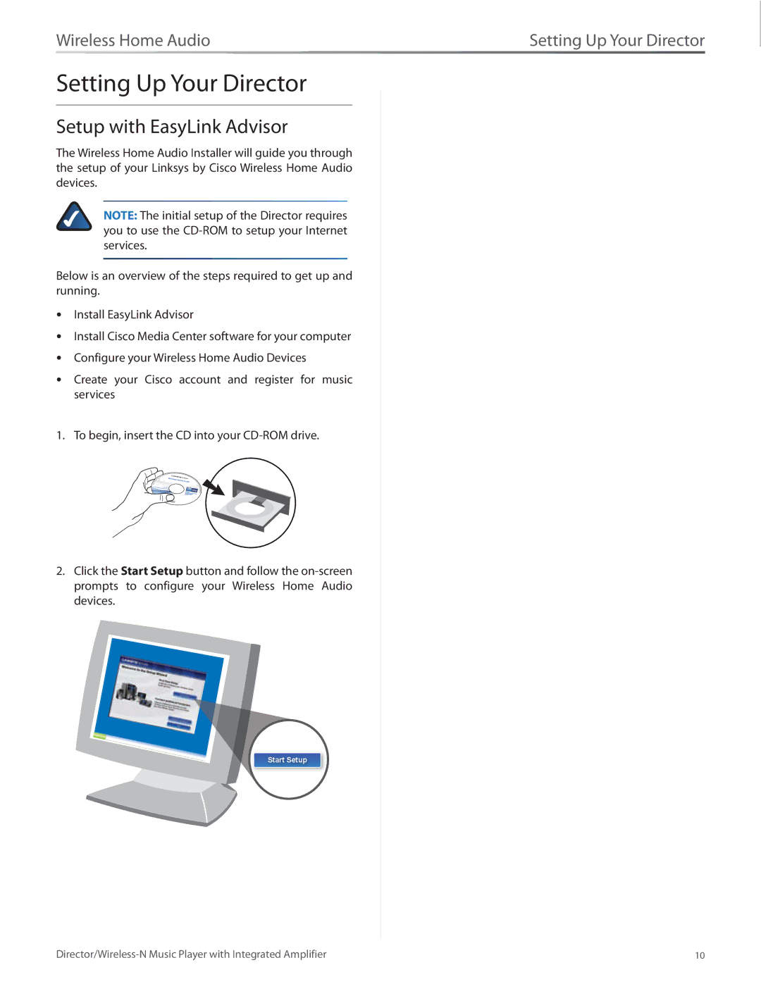 Linksys DMC250 manual Setting Up Your Director, Setup with EasyLink Advisor 