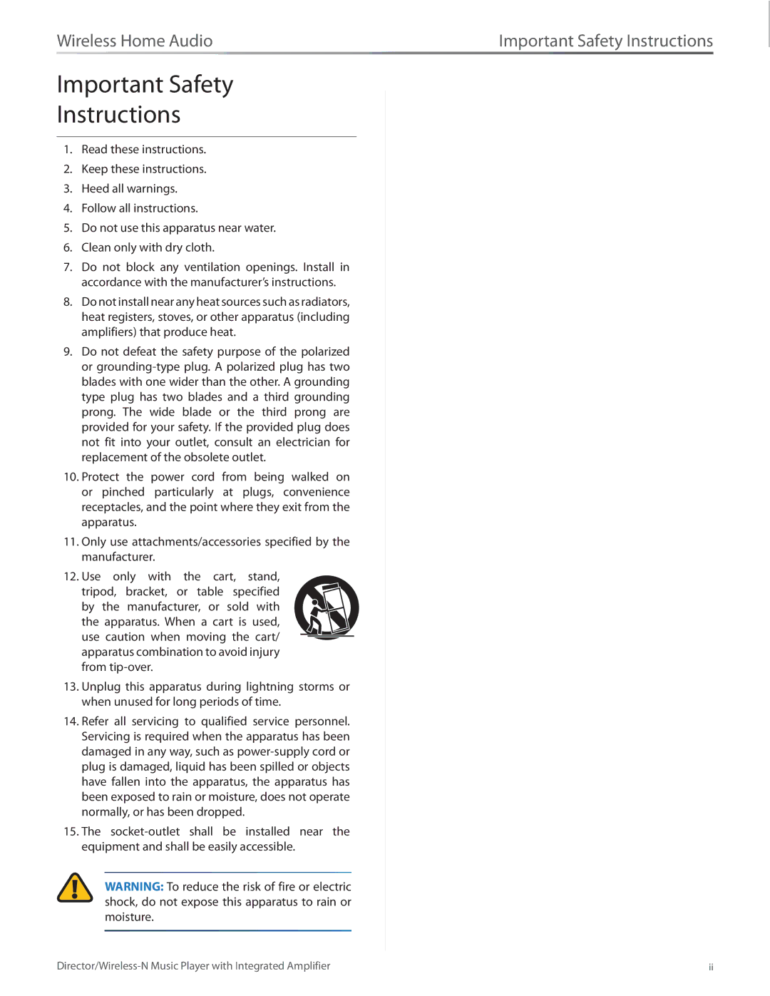 Linksys DMC250 manual Important Safety Instructions 