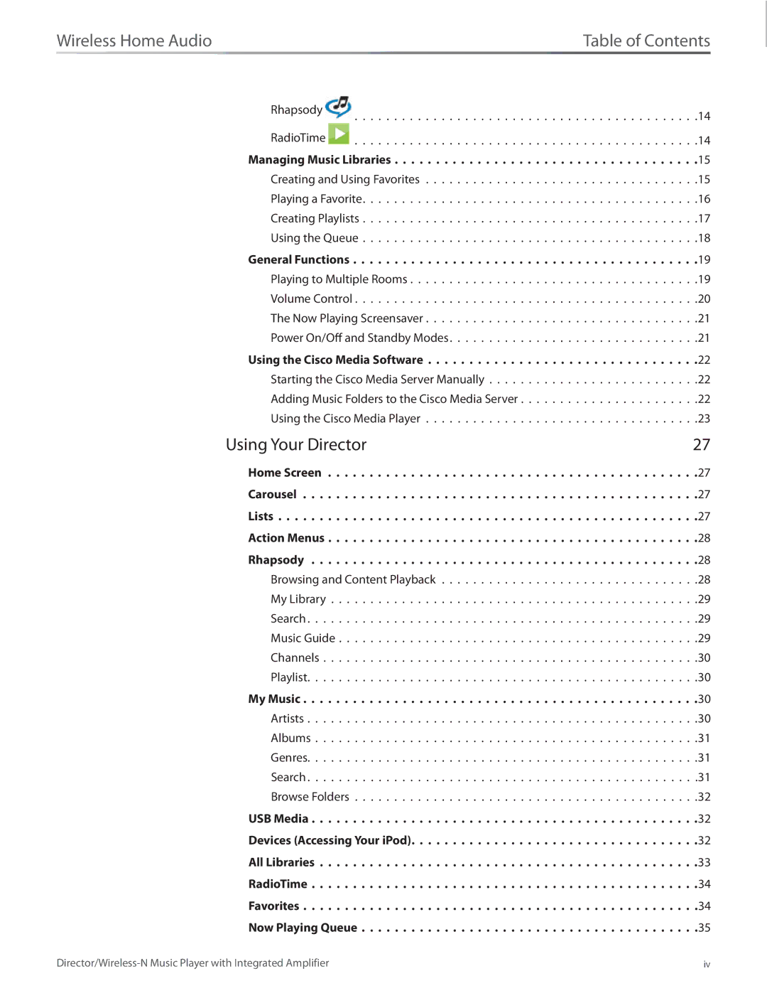 Linksys DMC250 manual Using Your Director, Table of Contents 