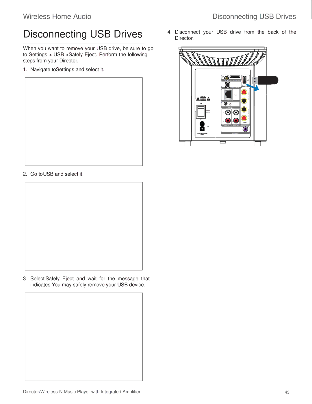 Linksys DMC250 manual Disconnecting USB Drives 