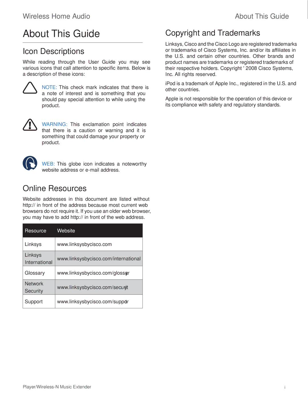 Linksys DMP100 manual About This Guide, Icon Descriptions 