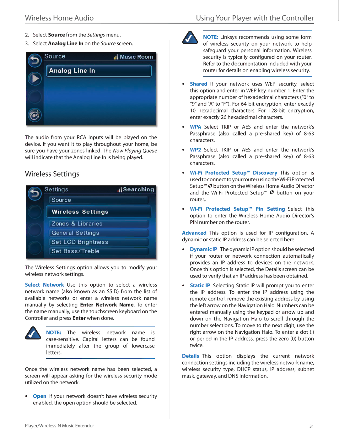 Linksys DMP100 manual Wireless Settings 