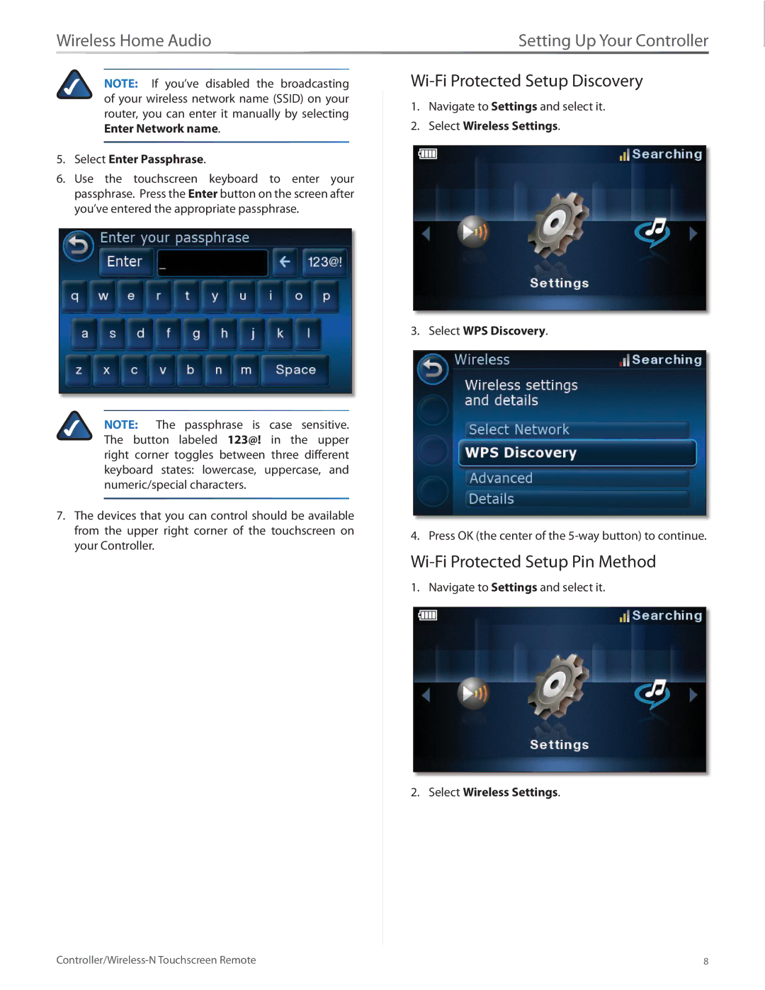 Linksys DMRW1000 manual Wi-Fi Protected Setup Discovery, Wi-Fi Protected Setup Pin Method, Select Enter Passphrase 