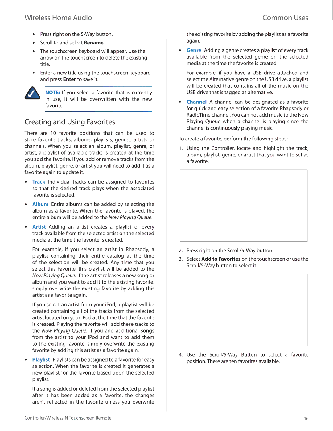 Linksys DMRW1000 manual Creating and Using Favorites 