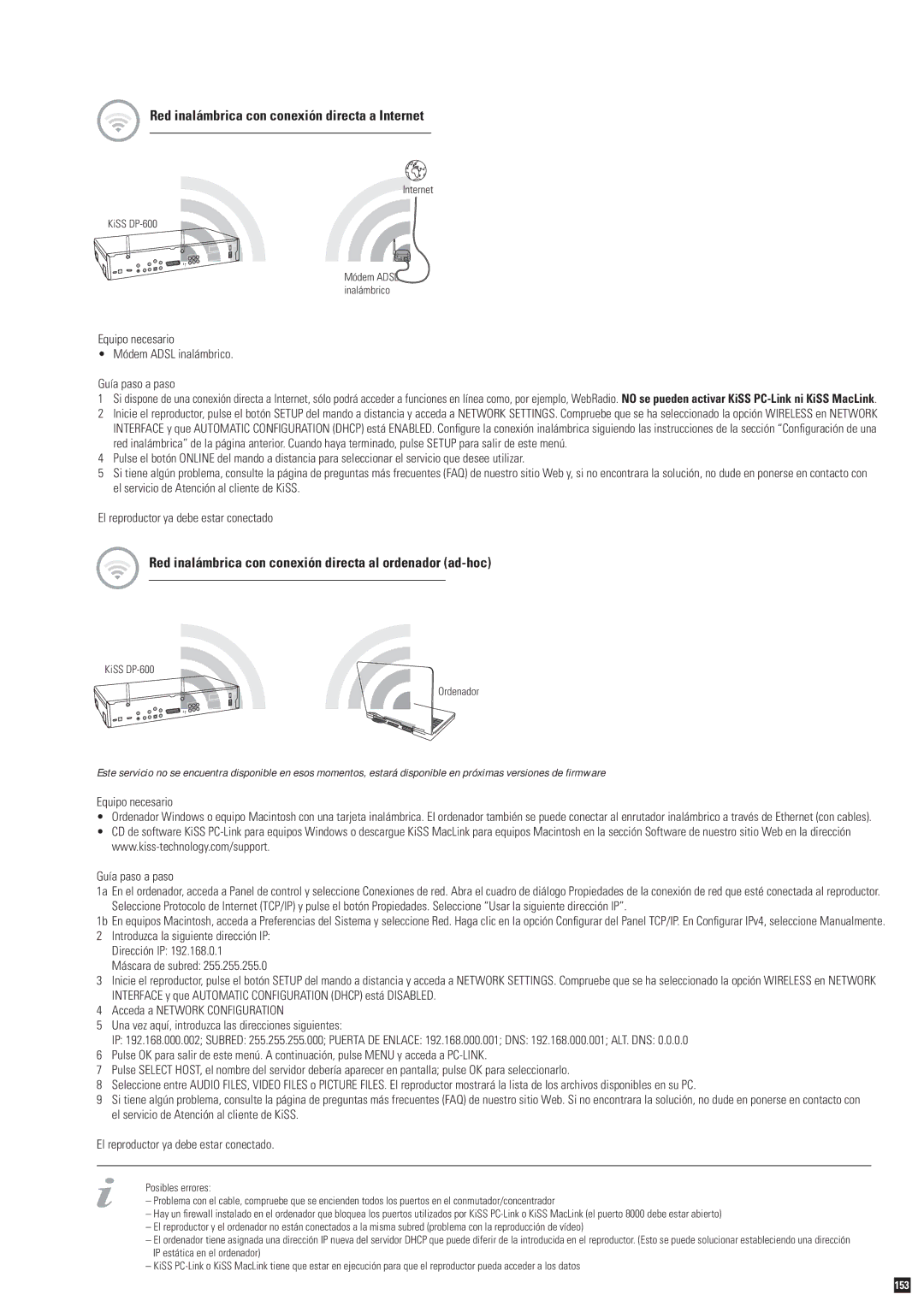 Linksys DP-600 Red inalámbrica con conexión directa a Internet, Red inalámbrica con conexión directa al ordenador ad-hoc 