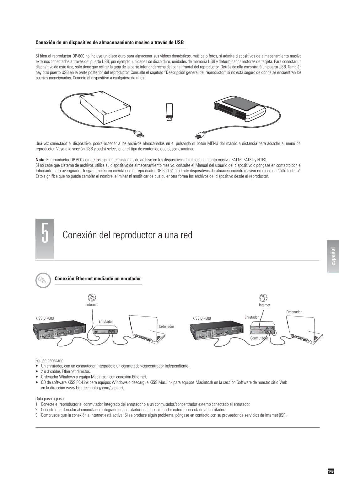 Linksys DP-600 manual Conexión del reproductor a una red, Conexión Ethernet mediante un enrutador 