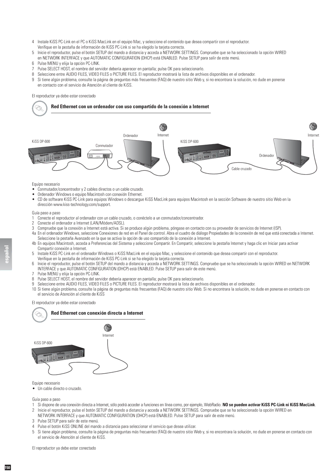 Linksys DP-600 Red Ethernet con conexión directa a Internet, Equipo necesario Un cable directo o cruzado Guía paso a paso 