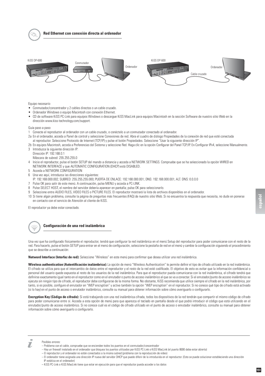 Linksys DP-600 manual Red Ethernet con conexión directa al ordenador, Configuración de una red inalámbrica 