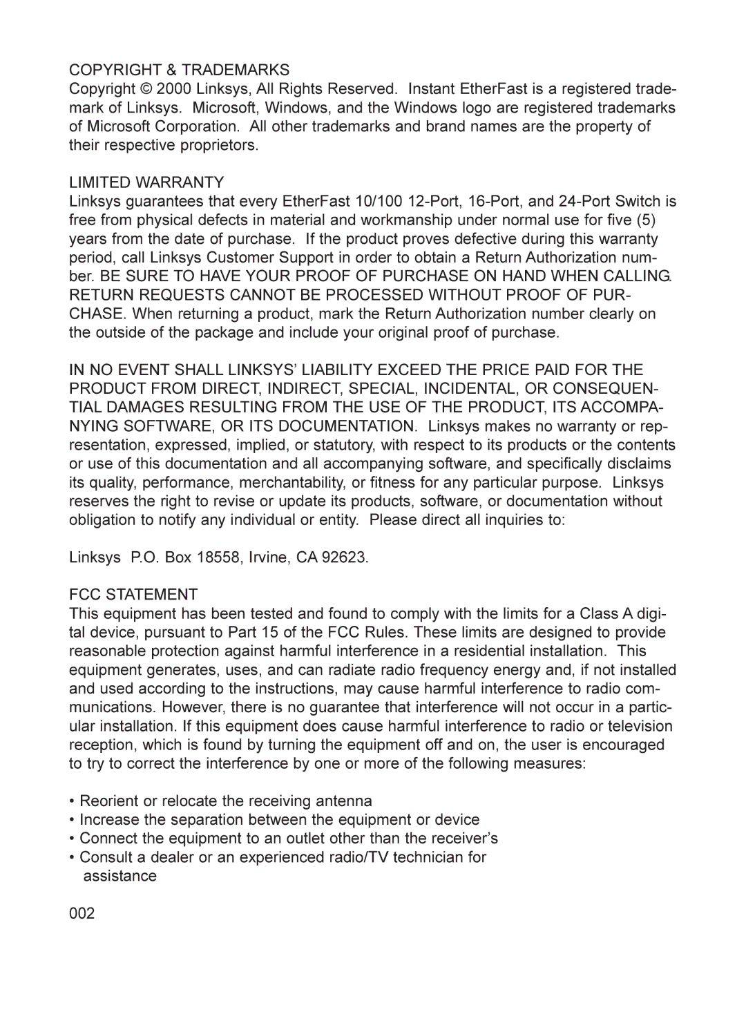 Linksys DSSXFXST, DSSXFXSC manual Copyright & Trademarks 