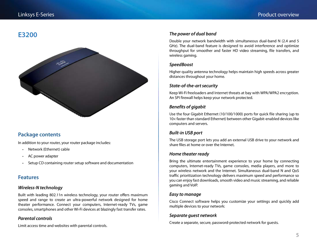 Linksys E-4200, E4200V2 manual E3200, Benefits of gigabit 