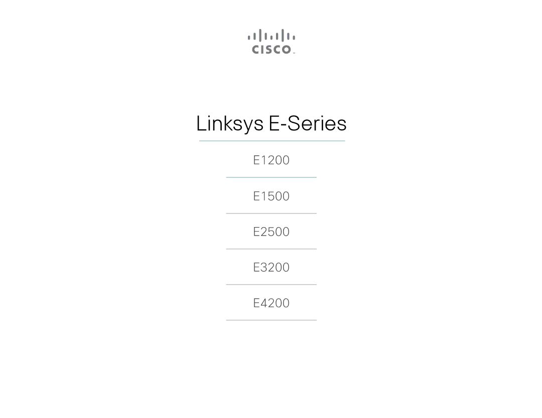 Linksys E4200V2, E-4200 manual Linksys E-Series 