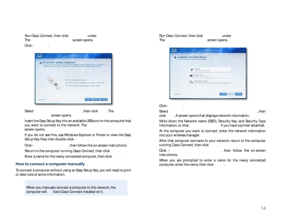 Linksys E-4200, E4200V2 How to connect a computer manually, To manually connect a computer to your network 