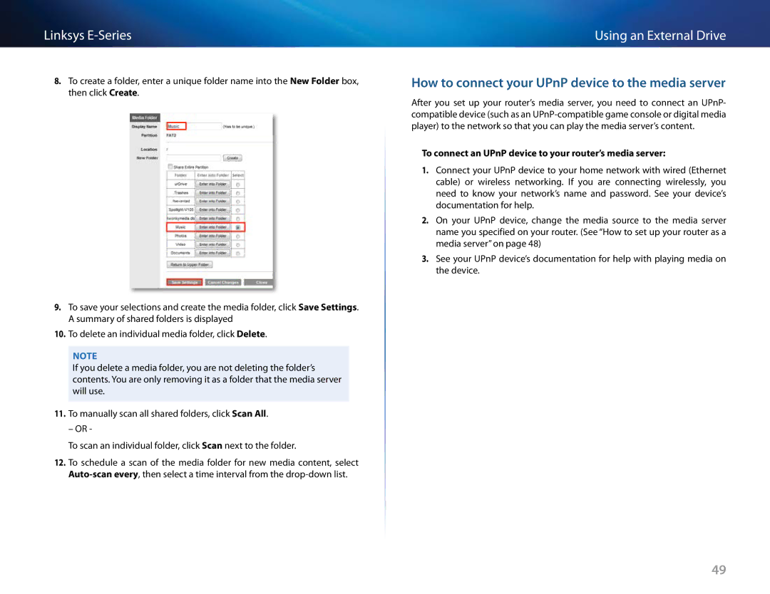 Linksys E4200V2, E-4200 manual How to connect your UPnP device to the media server 