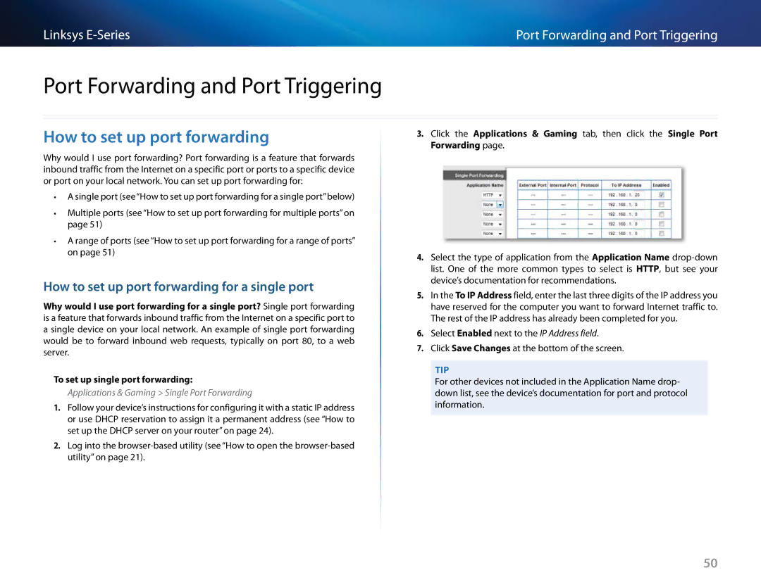 Linksys E-4200, E4200V2 manual Port Forwarding and Port Triggering, How to set up port forwarding 