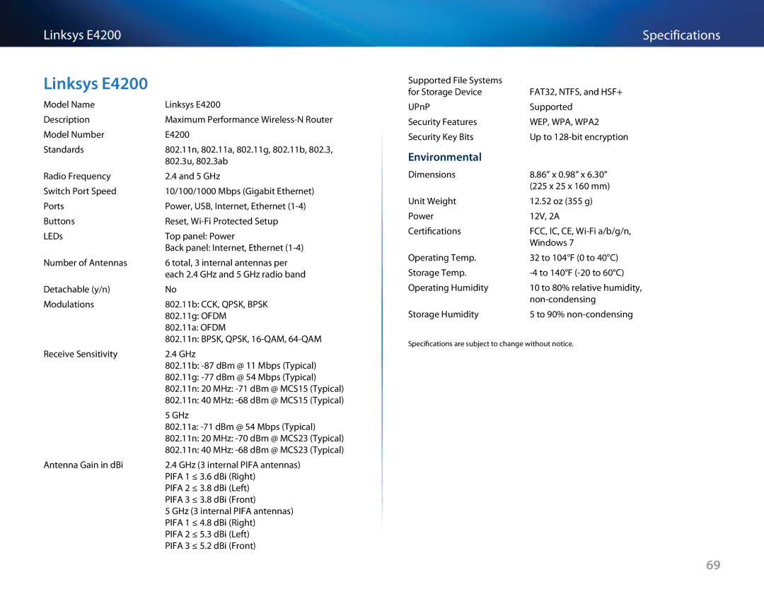 Linksys E-4200, E4200V2 manual Linksys E4200 