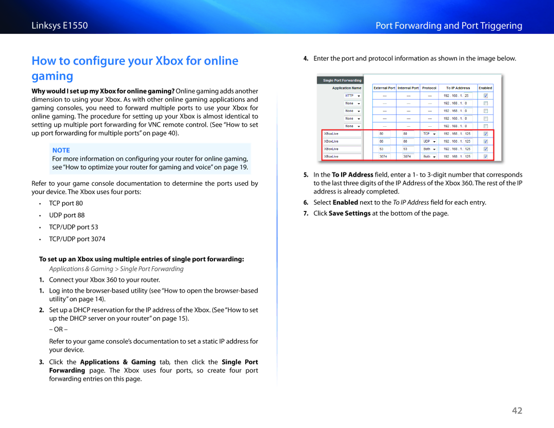 Linksys E1550 manual How to configure your Xbox for online gaming 