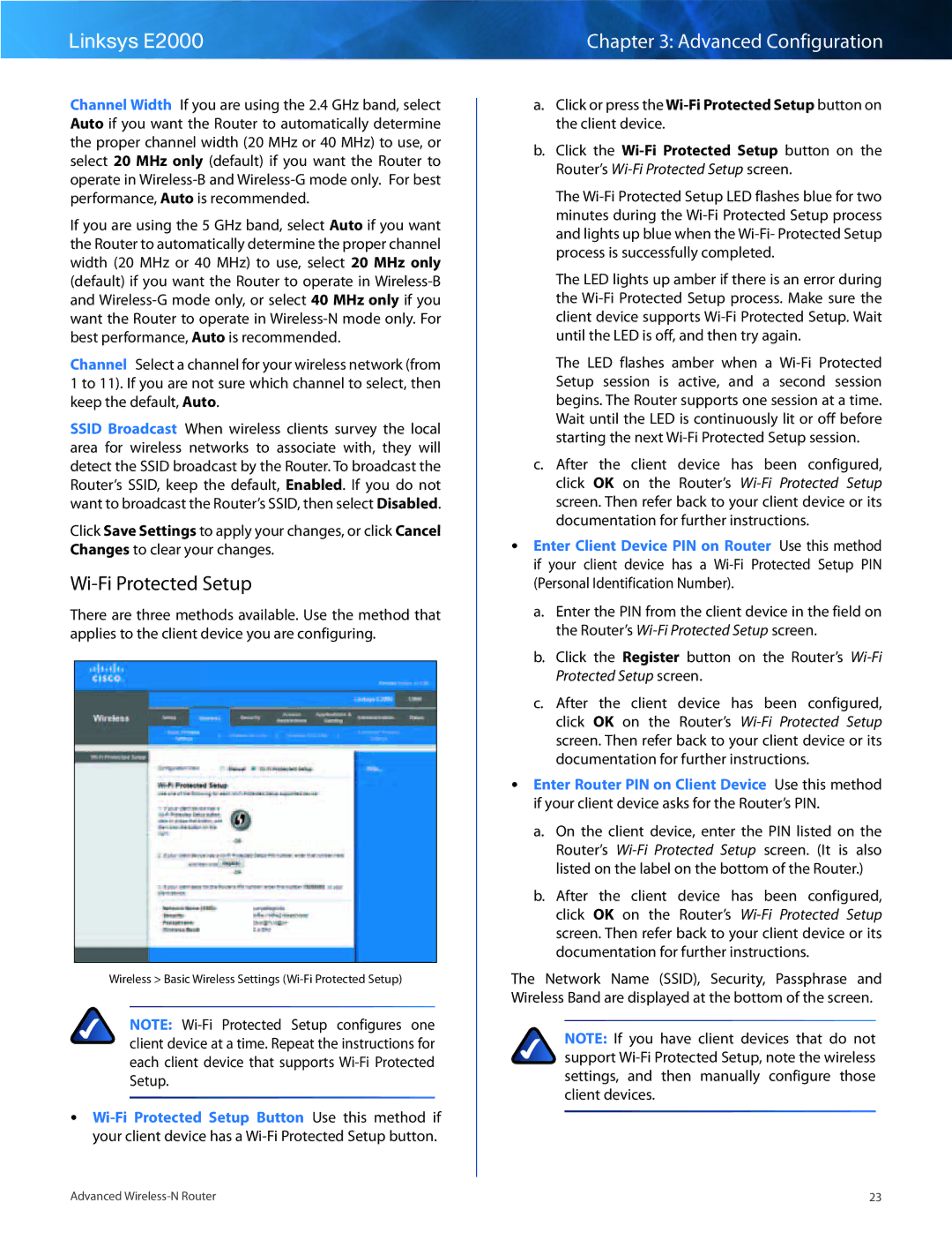 Linksys E2000 manual Wi-Fi Protected Setup 