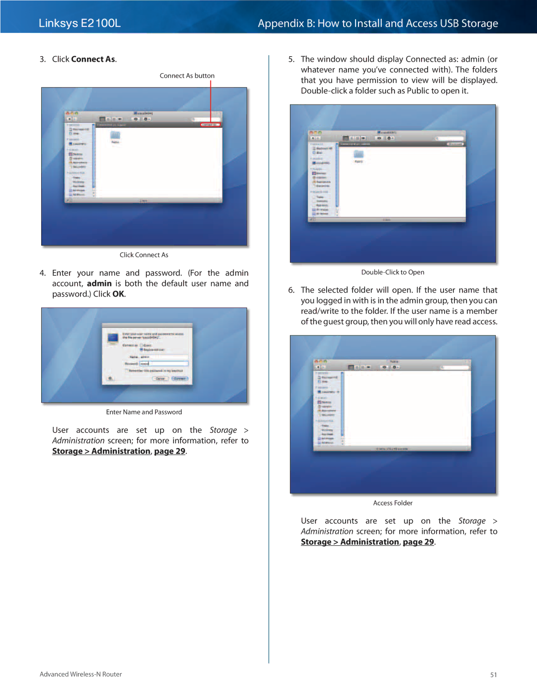 Linksys E2100L manual Click Connect As 