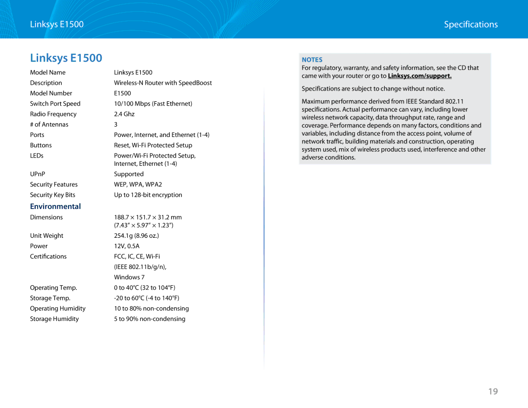 Linksys E2500 manual Linksys E1500 