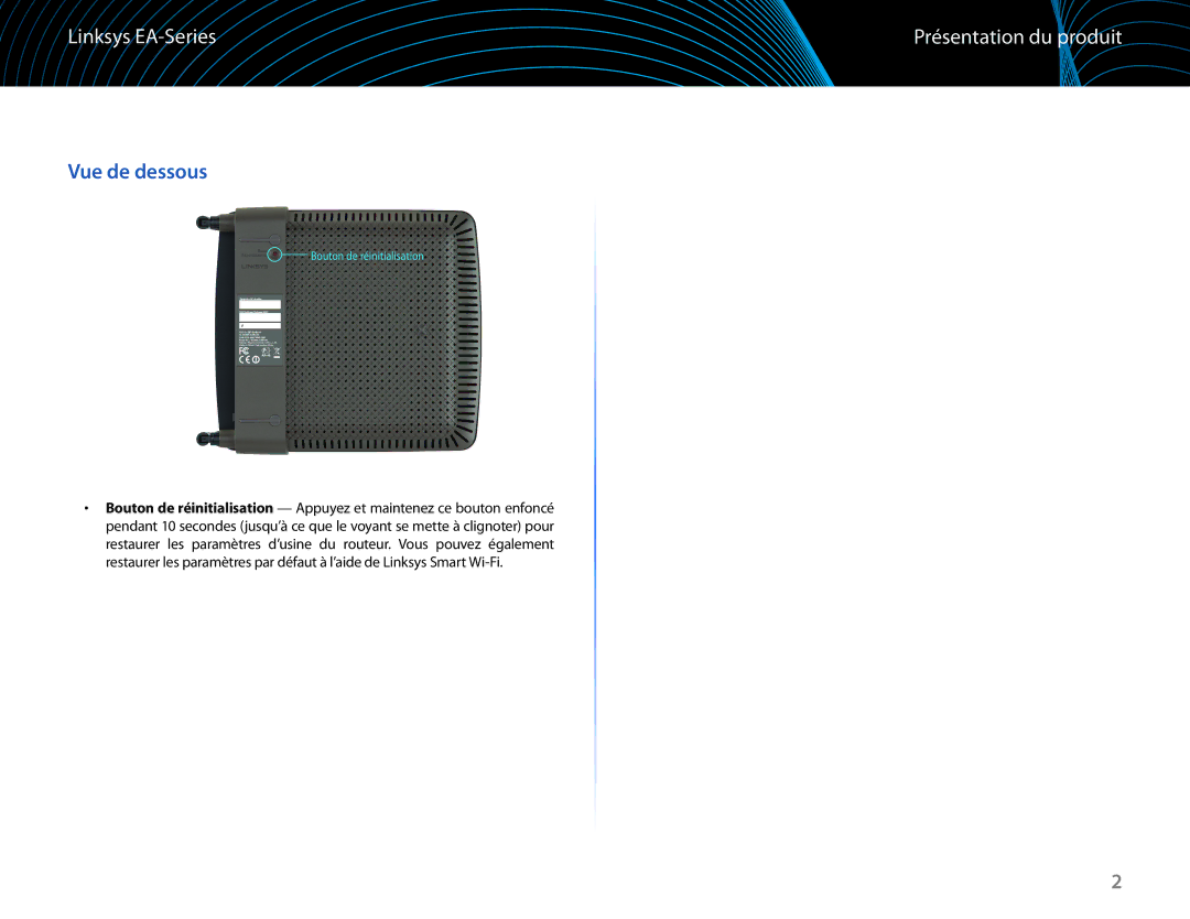 Linksys EA6100 manual Vue de dessous 