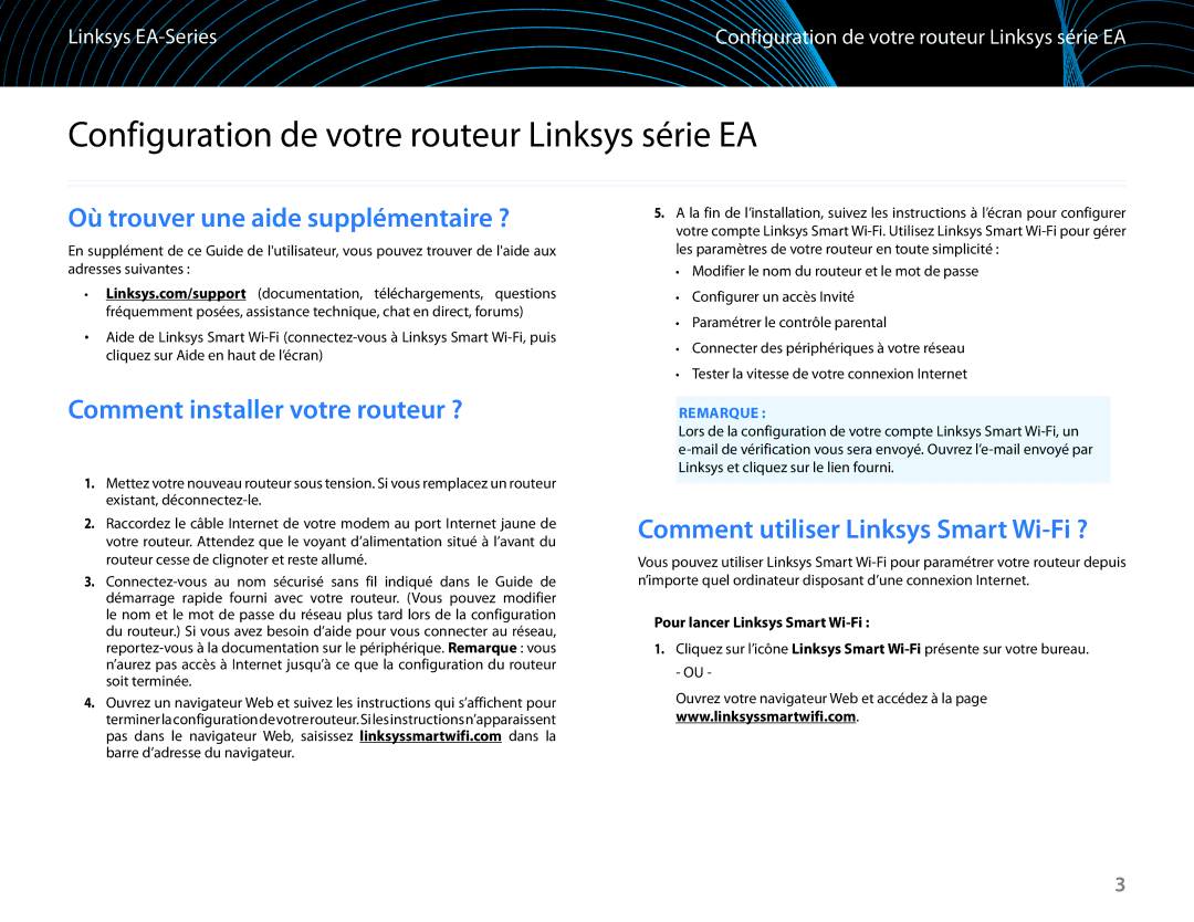 Linksys EA6100 manual Configuration de votre routeur Linksys série EA, Où trouver une aide supplémentaire ? 