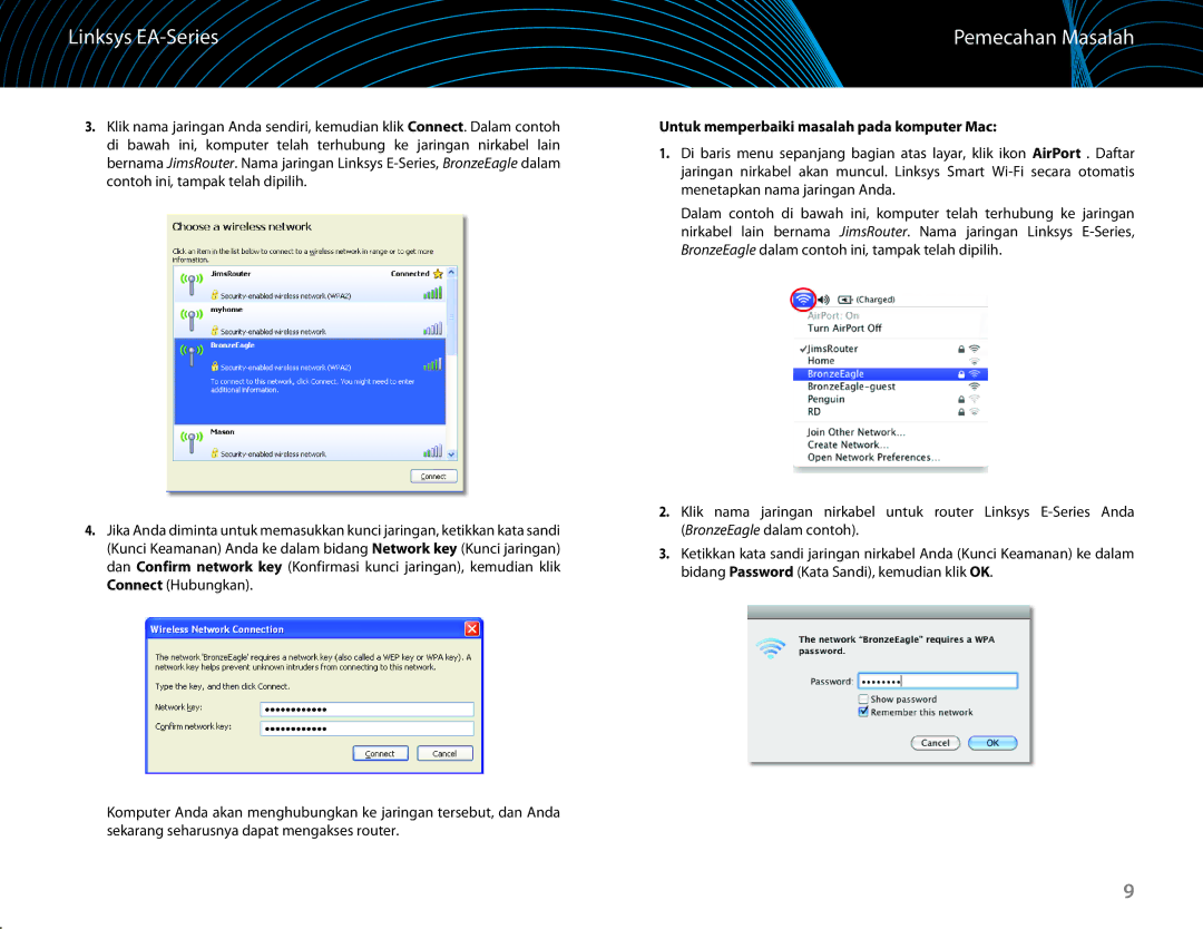 Linksys EA6100 manual Untuk memperbaiki masalah pada komputer Mac 