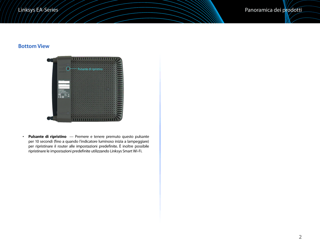 Linksys EA6100 manual Pulsante di ripristino 