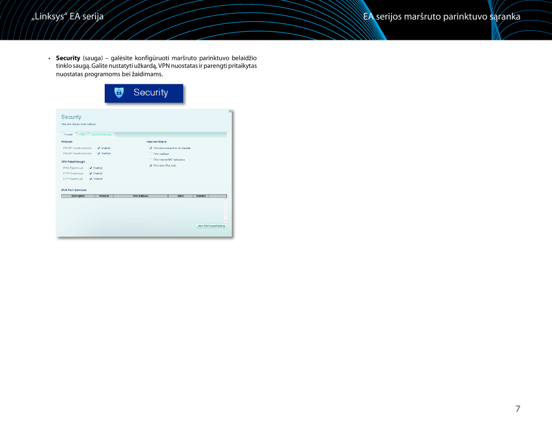 Linksys EA6100 manual Nuostatas programoms bei žaidimams 