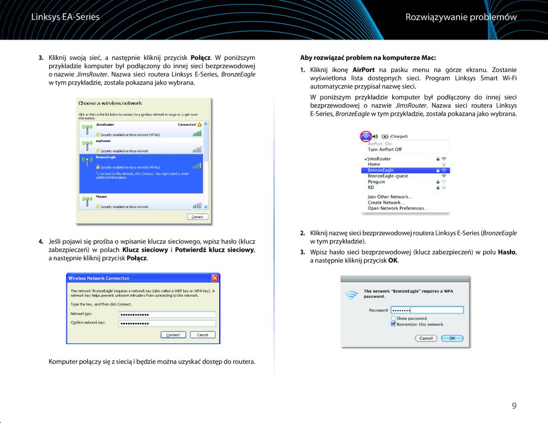 Linksys EA6100 manual Aby rozwiązać problem na komputerze Mac 