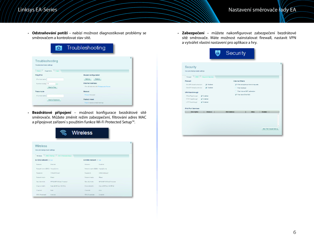 Linksys EA6100 manual Nastavení směrovače řady EA 