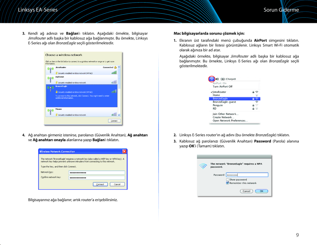 Linksys EA6100 manual Mac bilgisayarlarda sorunu çözmek için 