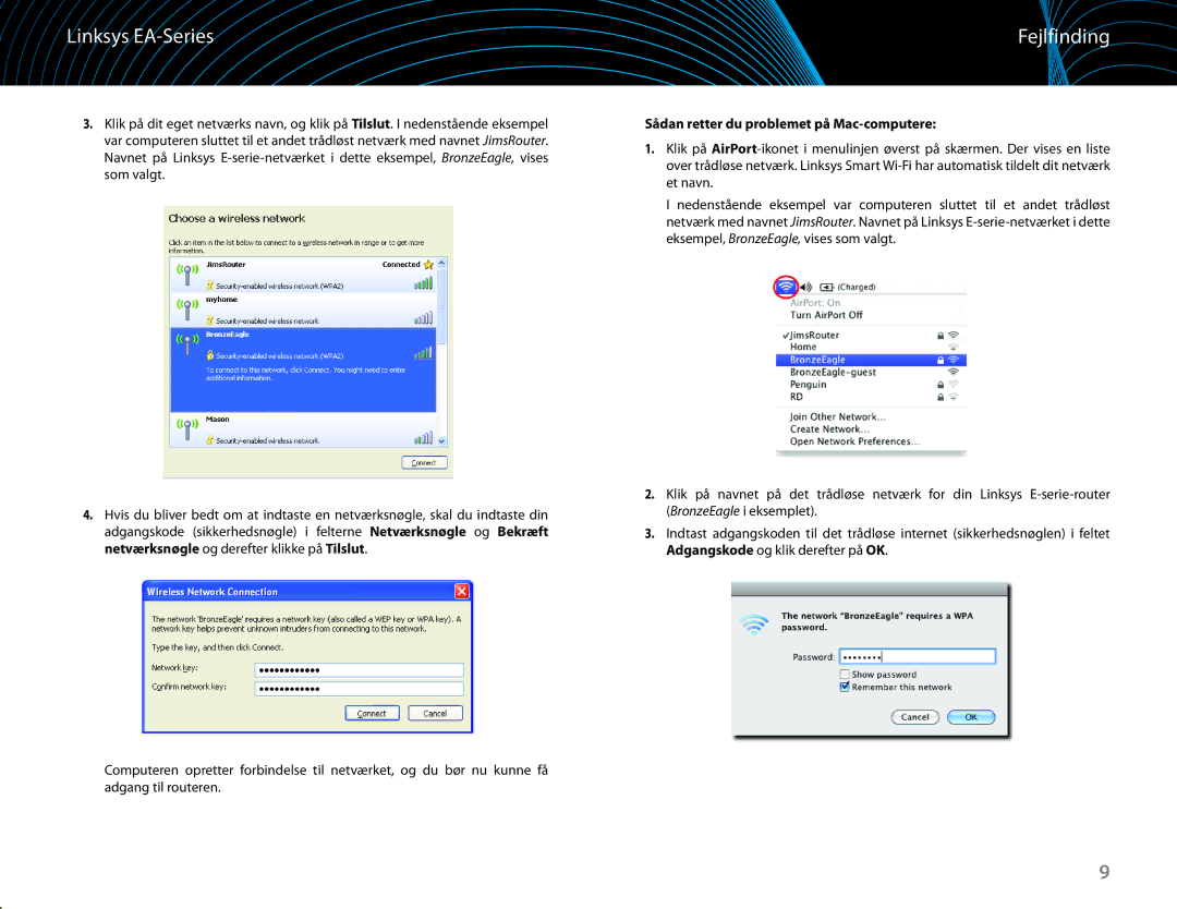 Linksys EA6100 manual Sådan retter du problemet på Mac-computere 