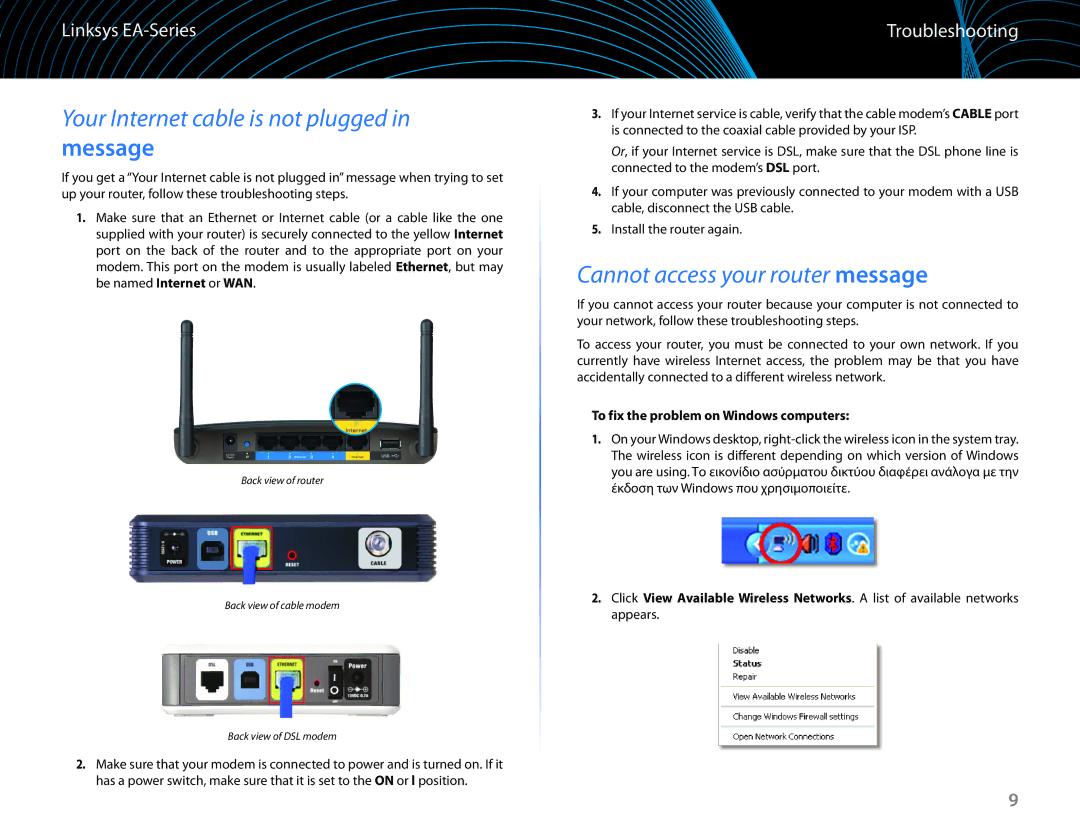 Linksys EA6100 manual Message, Troubleshooting, To fix the problem on Windows computers 