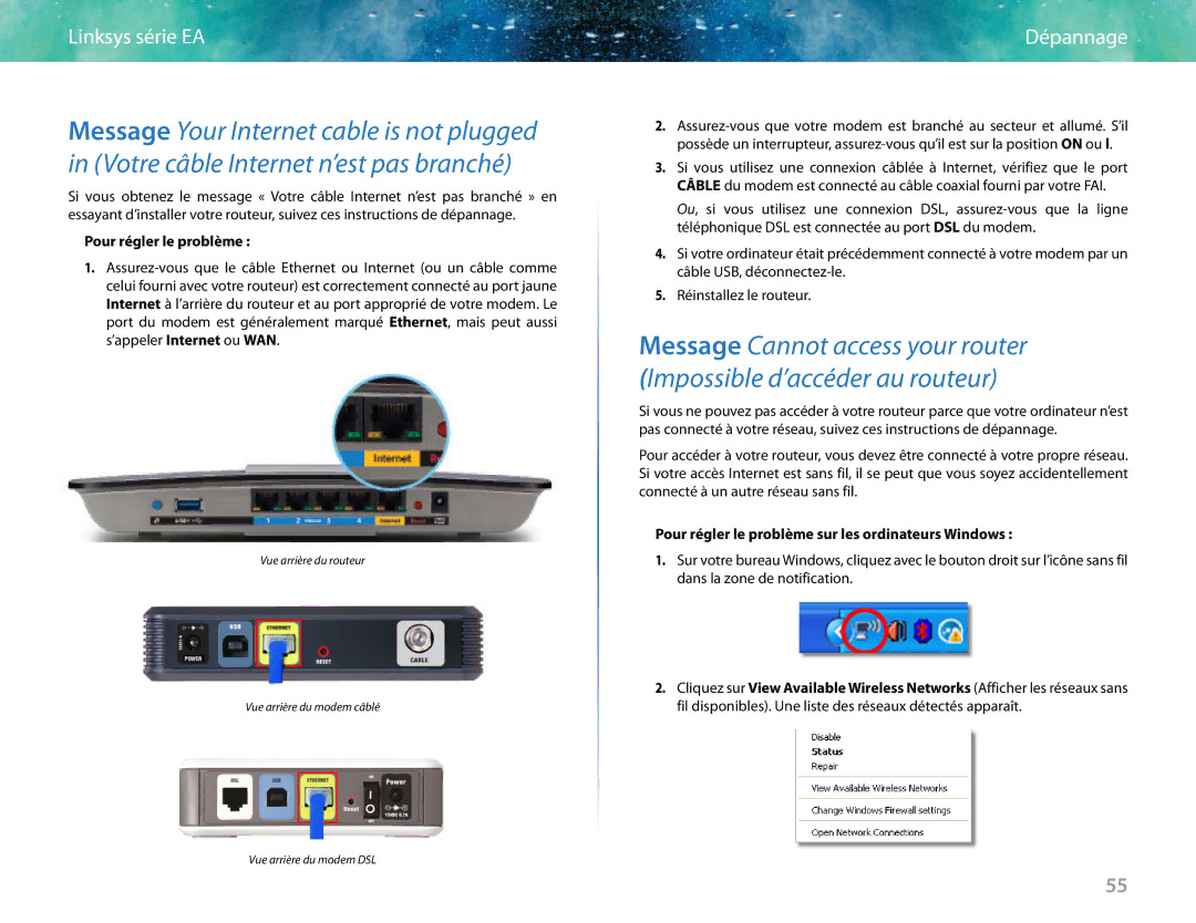 Linksys EA6400 manual Pour régler le problème sur les ordinateurs Windows 