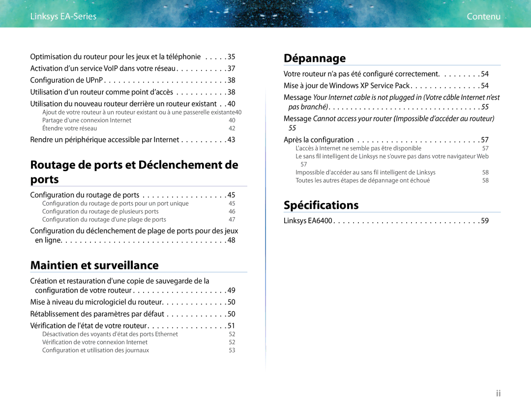 Linksys EA6400 manual Spécifications 
