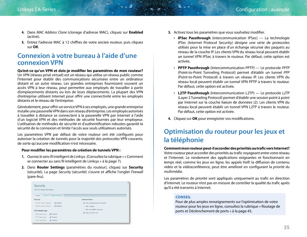 Linksys EA6400 manual Connexion à votre bureau à l’aide d’une connexion VPN 