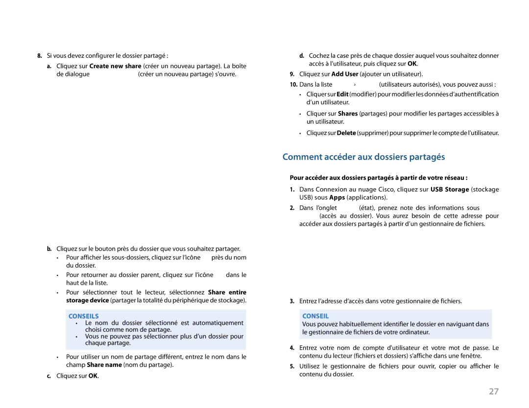 Linksys EA4500, EA6500 Comment accéder aux dossiers partagés, Pour accéder aux dossiers partagés à partir de votre réseau 