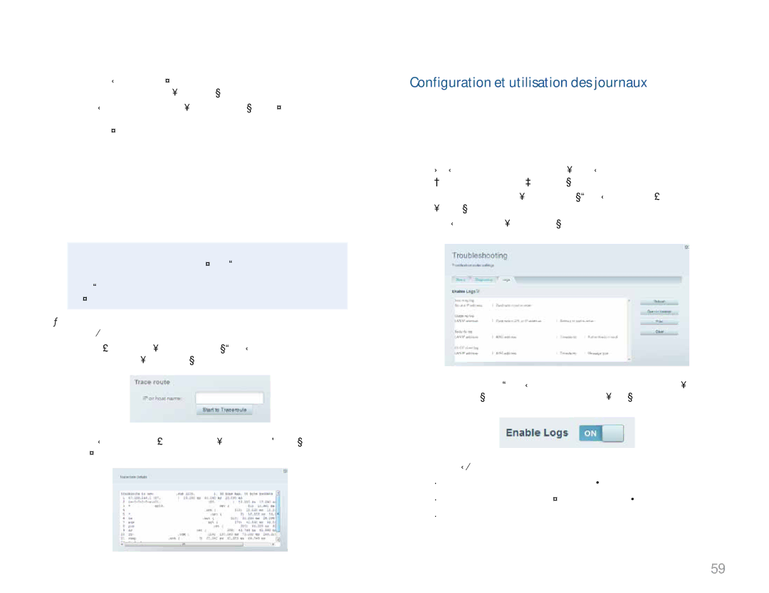 Linksys EA3500, Linksys EA6500, EA4500, EA2700 manual Configuration et utilisation des journaux 