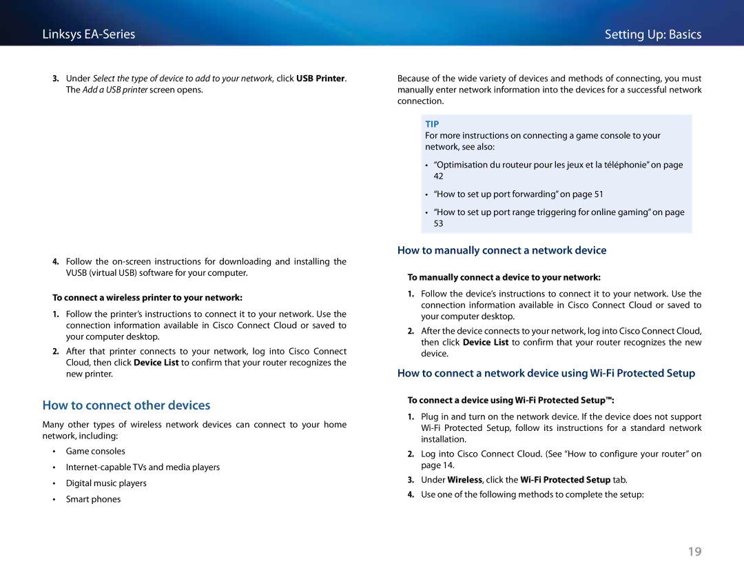 Linksys EA4500, Linksys EA6500, EA2700, EA3500 How to connect other devices, How to manually connect a network device 