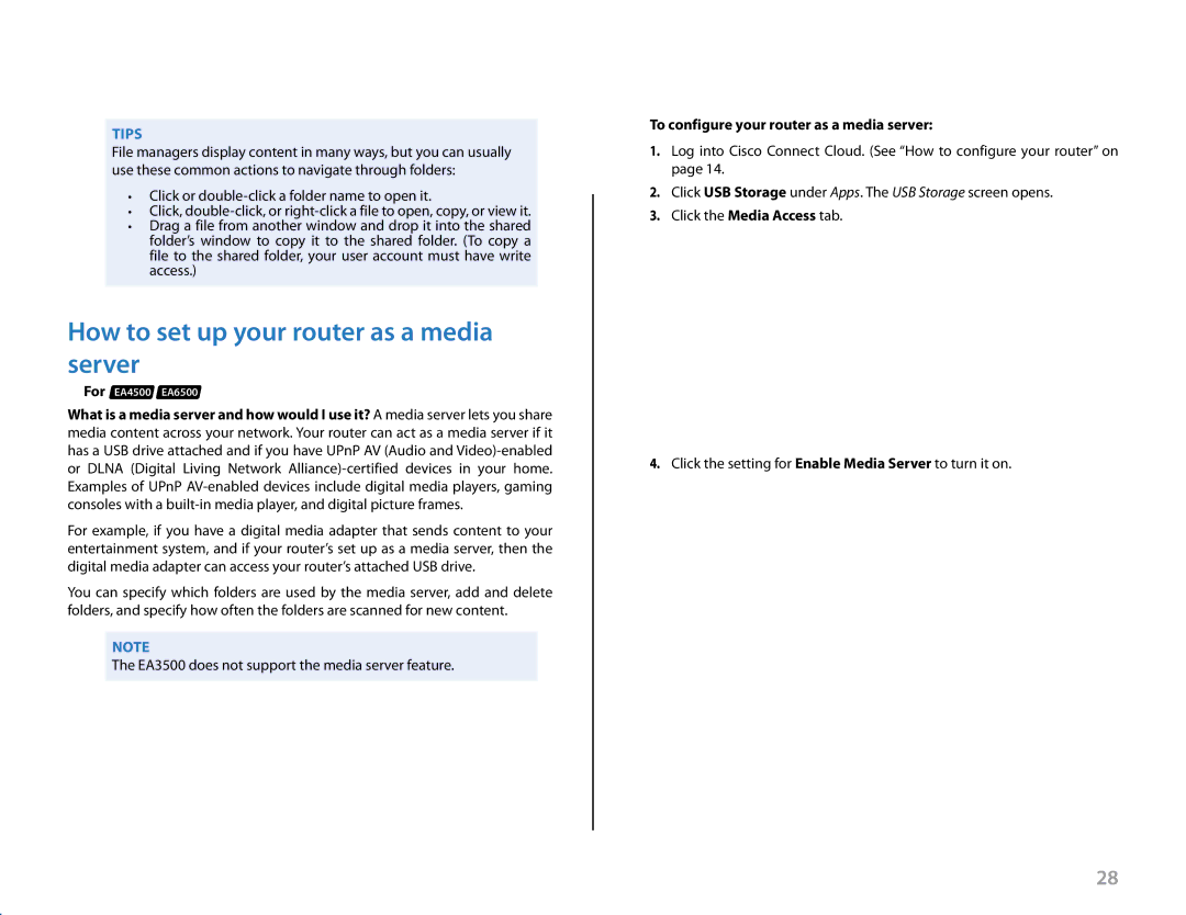 Linksys Linksys EA6500, EA4500 How to set up your router as a media server, To configure your router as a media server 