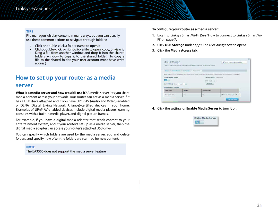 Linksys EA6900 manual How to set up your router as a media server, To configure your router as a media server 