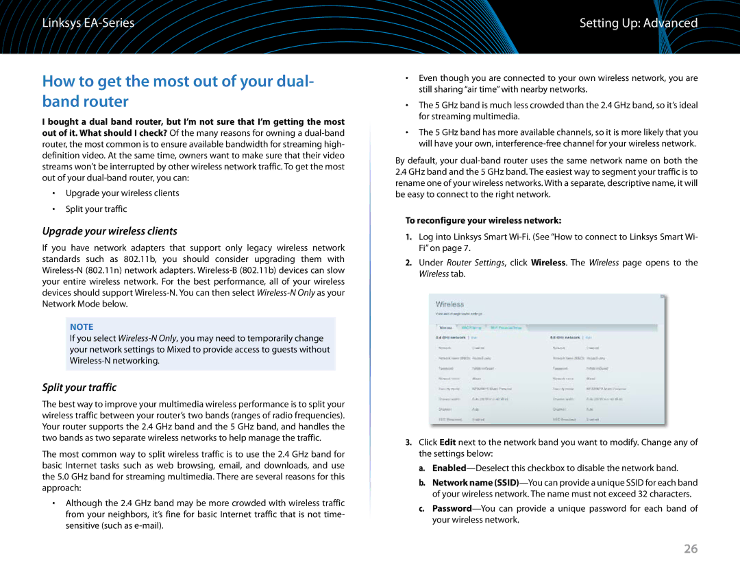 Linksys EA6900 manual How to get the most out of your dual- band router, To reconfigure your wireless network 